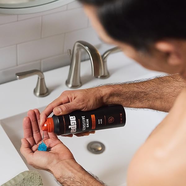 EDGE SHAVING GEL FOR MEN, SENSITIVE SKIN WITH ALOE, (6 PACK) – SHAVE GEL FOR MEN THAT MOISTURIZES, PROTECTS AND SOOTHES TO HELP REDUCE SKIN IRRITATION