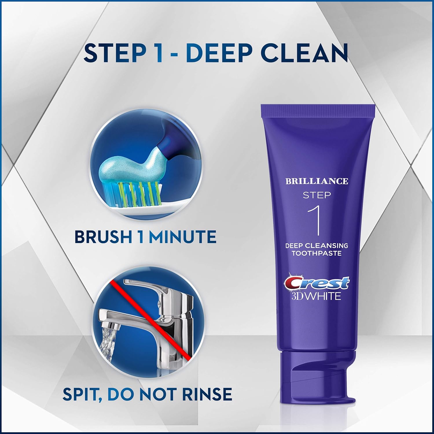 Crest 3D White Brilliance 2 Step Kit, Deep Clean Toothpaste (4oz) + Teeth Whitening Gel (2.3oz): Grocery & Gourmet Food