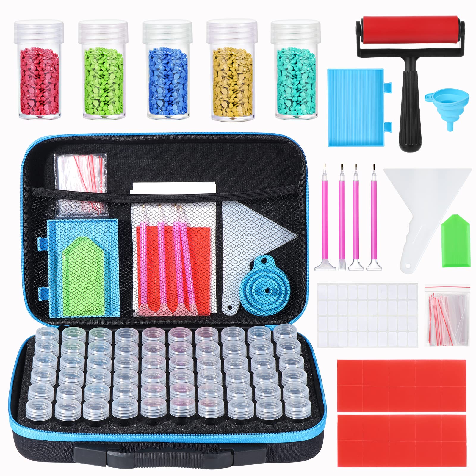 Kinsinder 60 Slots Diamond Painting Storage Boxes, 5D Accessories for DIY Diamond Painting Accessories DIY Art Craft (Blue)