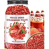 Premium Freeze Dried Strawberries Pieces - 8.82oz 100% Natural Sweet Frozen Strawberrys, No Gluten & No Allergen, Dry Strawberry Pieces Flakes for Snacks, Baking, Cooking, Flavorful