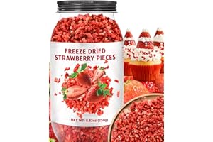 EGCINA Premium Freeze Dried Strawberries Pieces - 8.82oz 100% Natural Sweet Frozen Strawberrys, No Gluten & No Allergen, Dry Strawberry Pieces Flakes for Snacks, Baking, Cooking, Flavorful