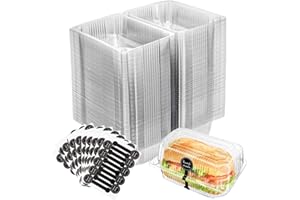 Peohud 100 Pieces Transparent Hinged Food Container, Clear Clamshell Take Out Food Containers with Lid, Hoagie Container with