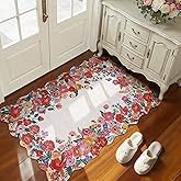 Wonnitar Washable Area Rug 3x5, Soft Red Camellia Floral Rugs for Living Room Bedroom, Non Slip Cute Flower Nursery Rug Scall