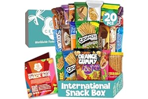 CERES GOURMET International Exotic Snack Box Variety Pack, 20 Count Premium Foreign Rare Snack Food Gifts with Suprise Item for Fun, Mystery Box of Snacks, European Snacks for Adults and Kids for Christmas Thanksgiving and More