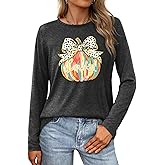 Thanksgiving Shirts for Women Thankful Shirt Fall Pumpkin Graphic Tshirt Long Sleeve Tis The Season Tee Tops