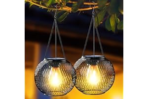 Solar Lanterns Outdoor, Ortiny Upgraded Solar Lights for Outside Decorative Outdoor Hanging Lights for Halloween Christmas Waterproof Retro Powered Lighting for Yard Garden Patio Pathway Tree,2 Pack