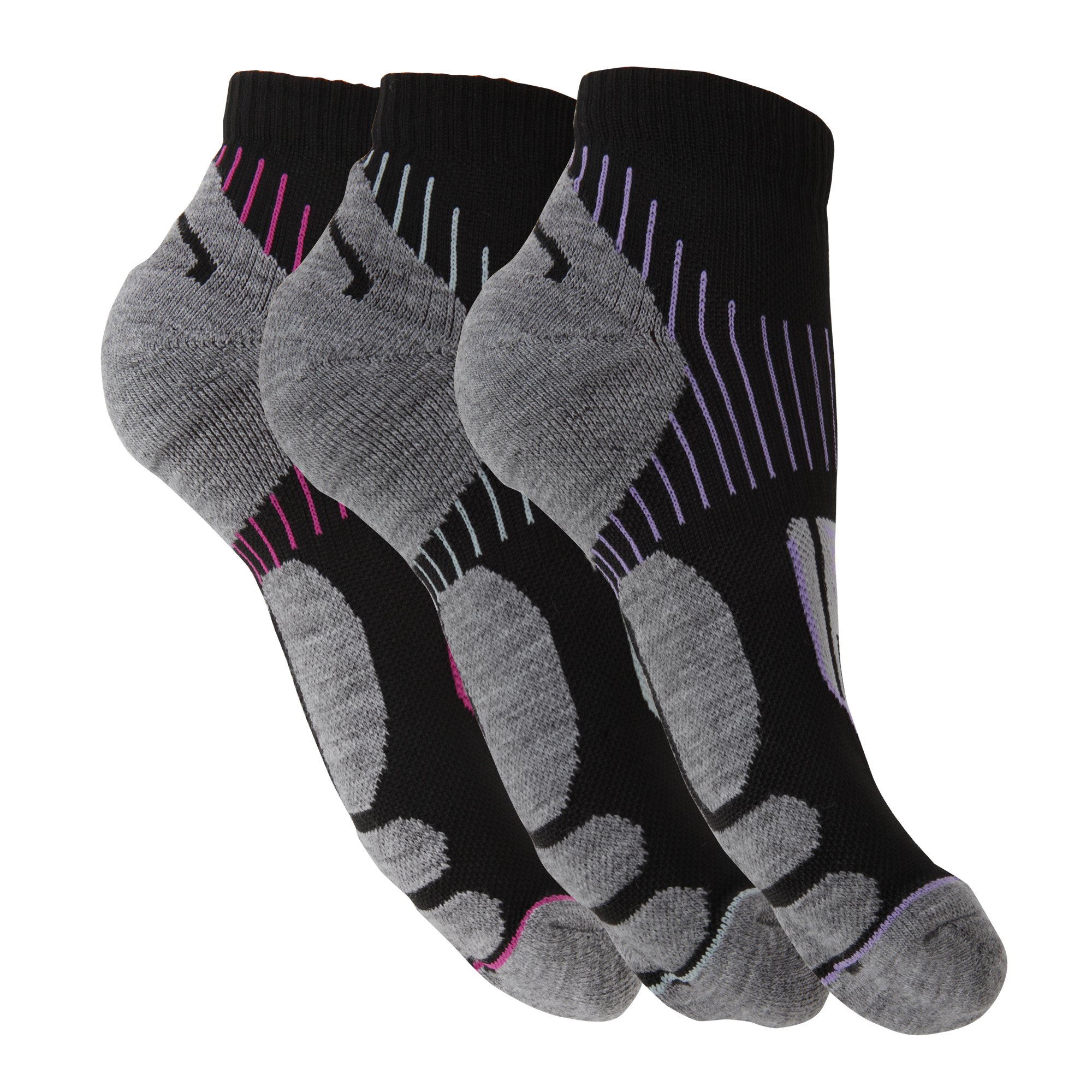 Universal Textiles Womens/Ladies Cycling Socks (3 Pairs) (4-7 UK) (BLACK/GREY)