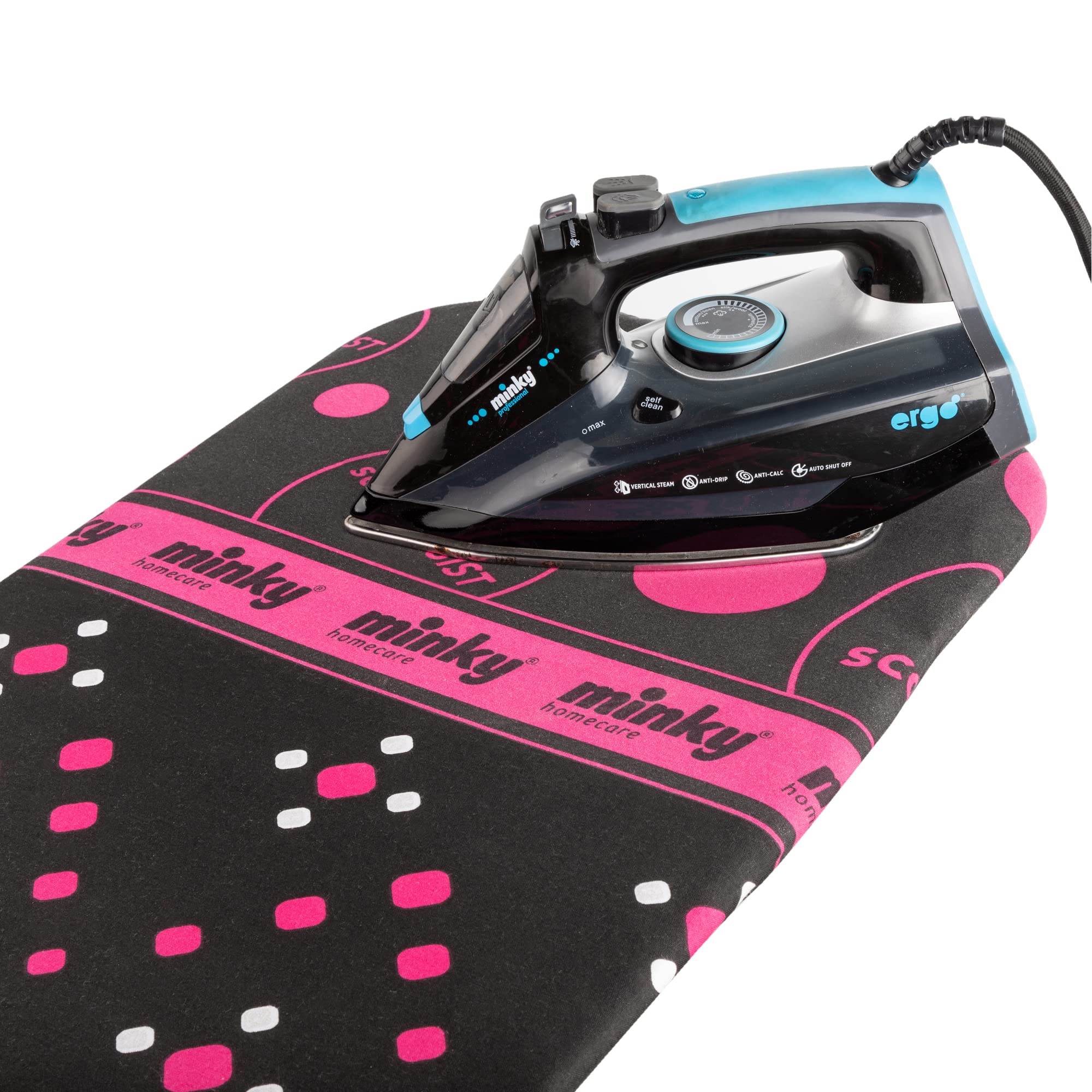 Minky Hot Spot Ironing Board | Made in UK | Freestanding Ironing Board with Premium Cover and Pad Featuring Scorch Resistant Iron Parking Zone - 48