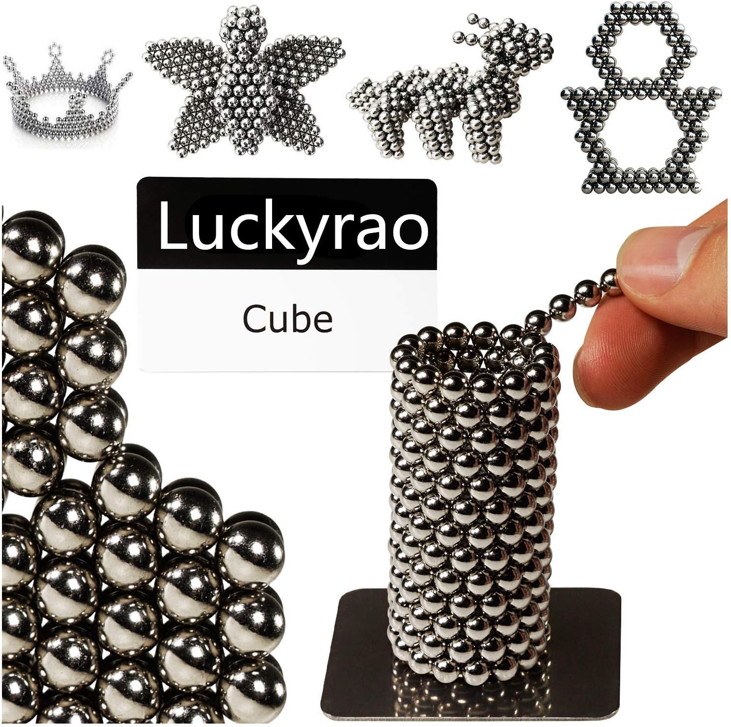 Luckyrao Magic Building Ball Toys for Intelligence Learning and Stress Relief (Silver, 5MM)