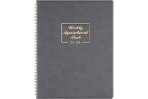 MAAIBOK 2024-2025 Weekly Appointment Book - Daily Hourly Planner 2024-2025, JUL 2024 - JUN 2025, 8.4" x 10.6", 15-Minute Interval, Flexible Soft Cover, Grey