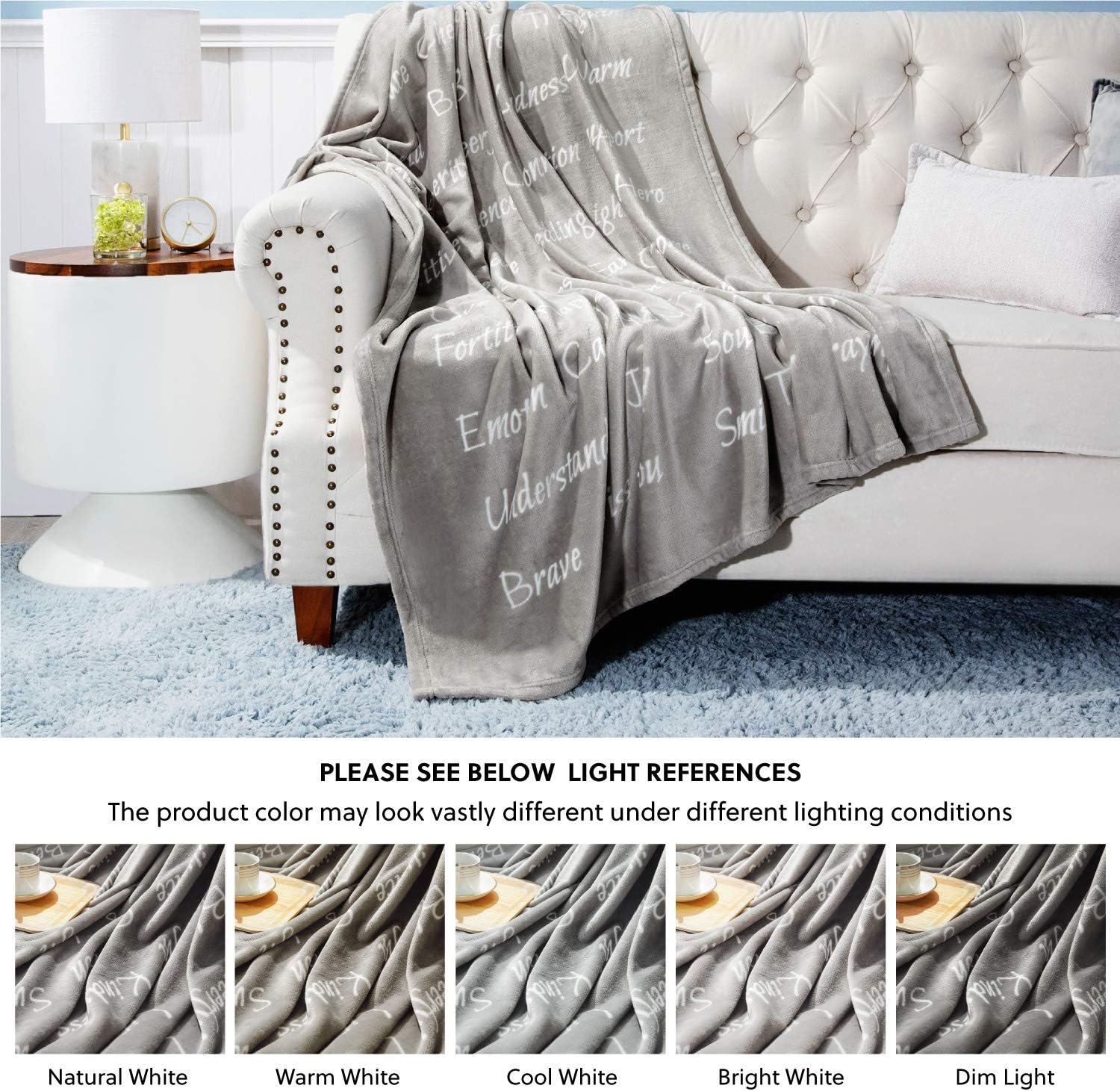 Bedsure Healing Thoughts Blanket - Super Soft Hope Prayer Warm Hug Throw Blanket Sympathy Thoughtful Comfort Get Well Recovery Gifts for Women Men Breast Cancer Patient (Grey): Home & Kitchen