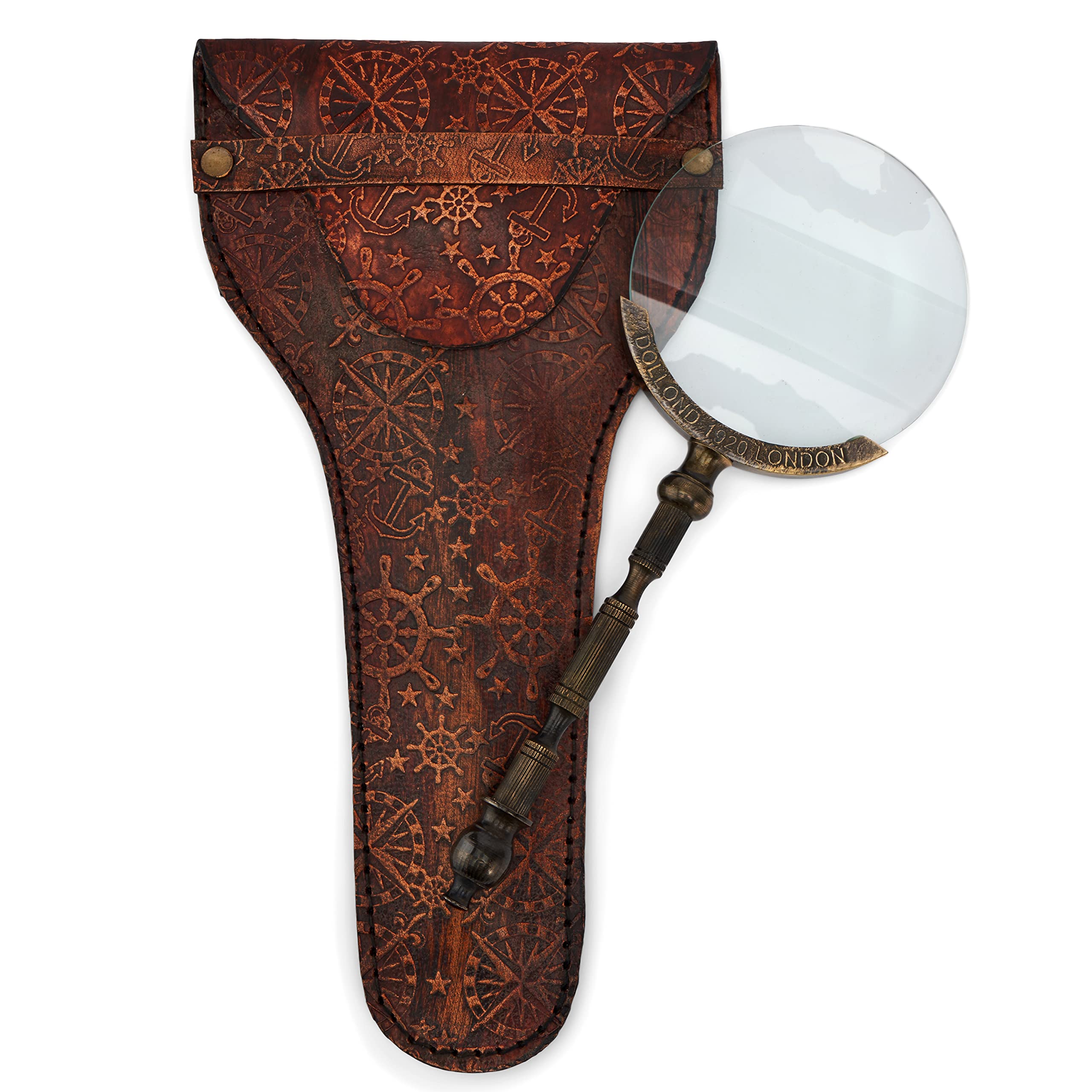 NKlaus 11725 Magnifying Glass Antique Brass in Leather Case 19 x 7.5 cm Reading Magnifying Glass