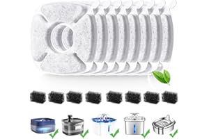MJYNITE 16 Pcs Cat Water Fountain Filters Veken Water Fountain Filters, 8 Pack Filters & 8 Pack Pre-Filter Sponges for 67oz, 95oz, 135oz Veken Automatic Pet Fountain Veken Cat Water Fountain Filters
