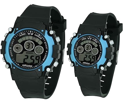 Crude Smart Combo of 2 Blue Digital Watches with Adjustable PU Strap For girls and Boys (Kids )