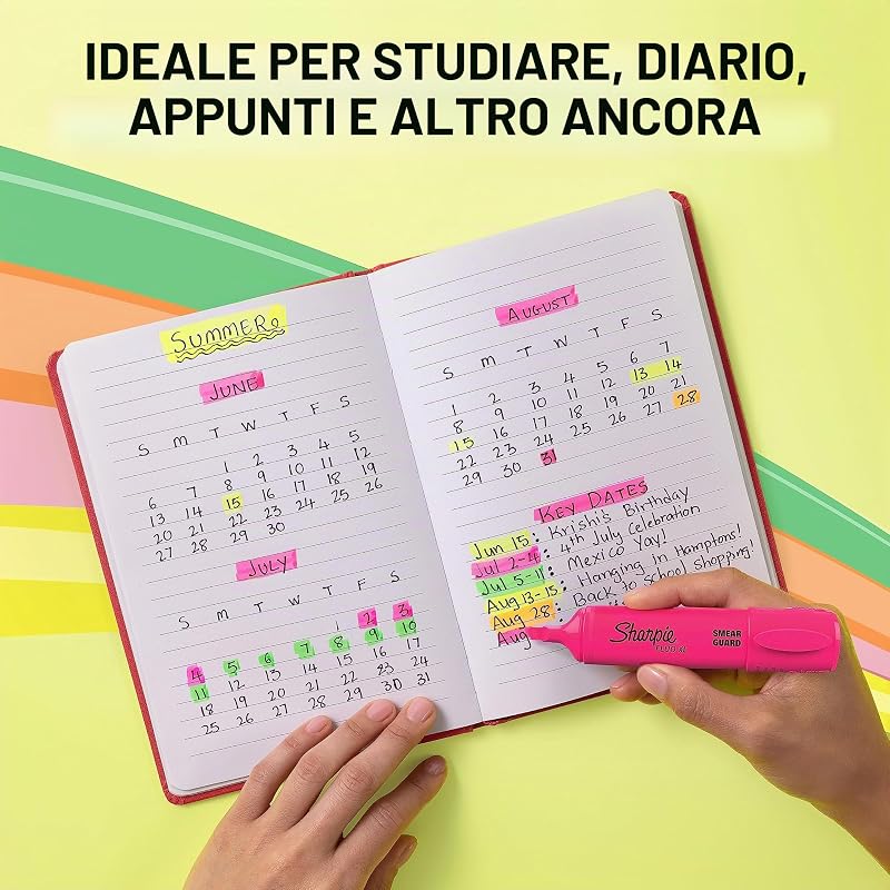 Fluo XL Evidenziatori | punta a scalpello | colori fluorescenti assortiti | set di 4 evidenziatori