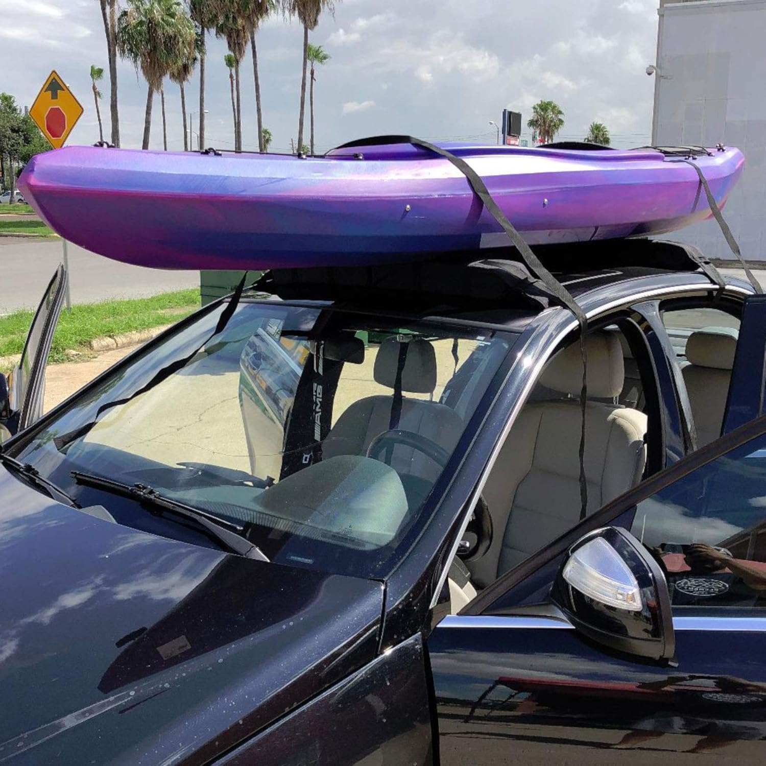 Orion Motor Tech Lightweight Anti-Vibration Universal Car Soft Roof Rack Pad for Kayak/Canoe/Surfboard/Paddleboard/SUP/Snowboard and Water Sports Accessories with Adjustable and Substantial Straps: Automotive