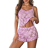 Avidlove Sexy Pajama Set for Women Floral Lace Lingerie Set Sheer Sleepwear See Through Cami Shorts 2 Piece