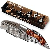 Professional Waiters Corkscrew by Barvivo - This Bottle Opener for Beer and Wine Bottles is Used by Waiters, Sommelier and Bartenders Around the World. Made of Stainless Steel and Gold Resin.