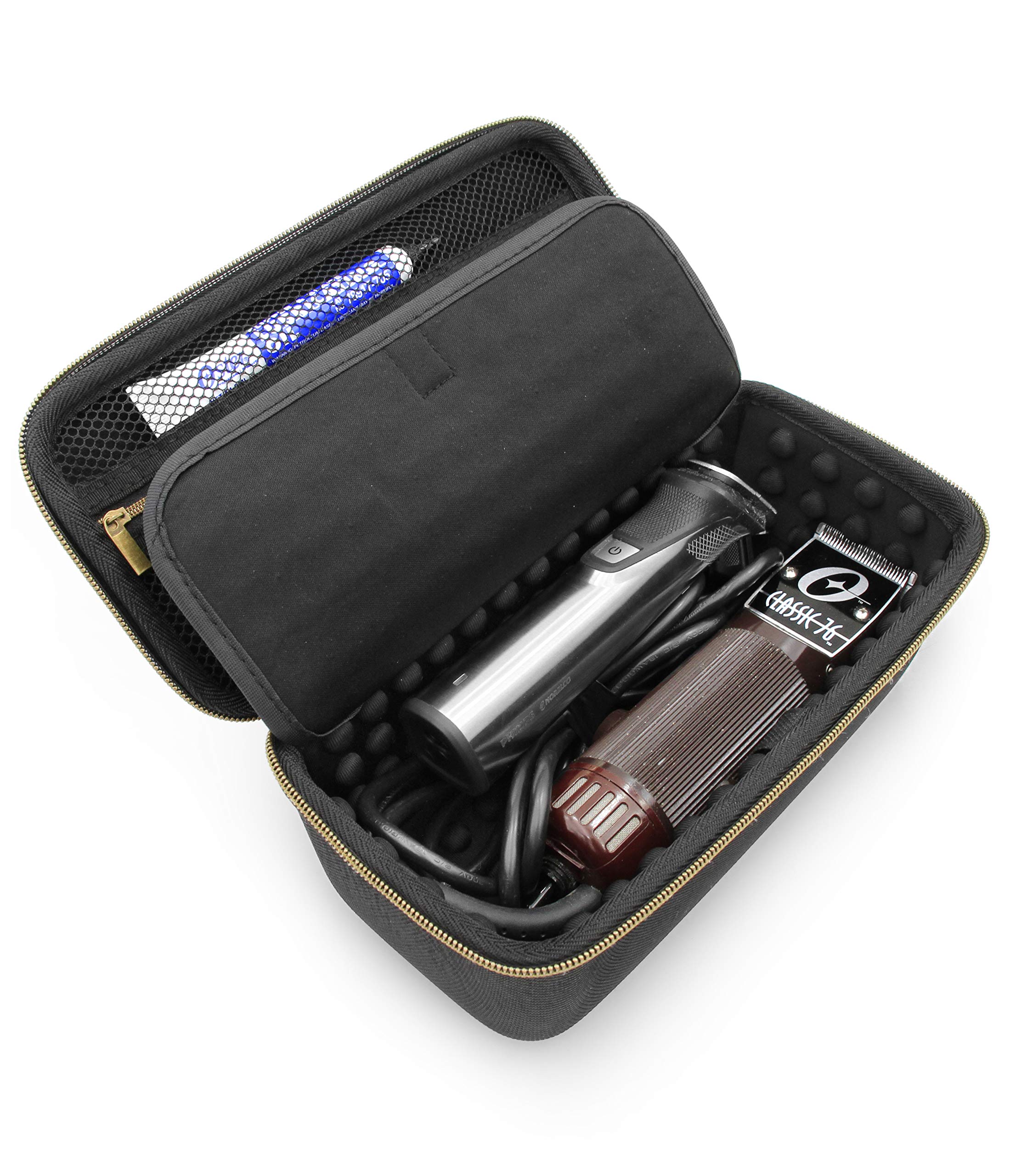 CASEMATIX Hair Clipper Barber Case Holds Clippers, Hair Buzzers, Trimmers, T Finisher Liner - Travel Case for Clippers, Stylist and Hair Cutting Supplies