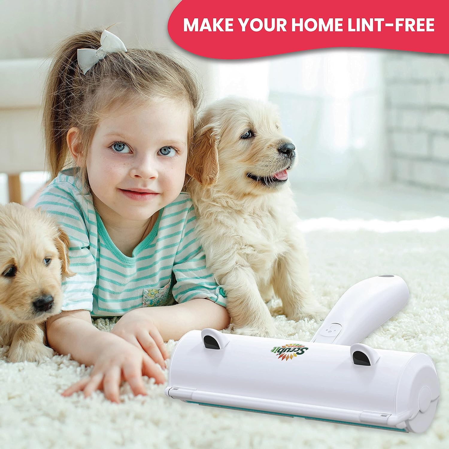 SCRUBIT Pet Hair Remover - Dog & Cat Roller Brush with Built-in Waste Bin - Reusable Animal Lint Removal Tool - Cleans Couch, Beds, Sofas, Cars, and Furniture from Pet Fur and Lint : Pet Supplies