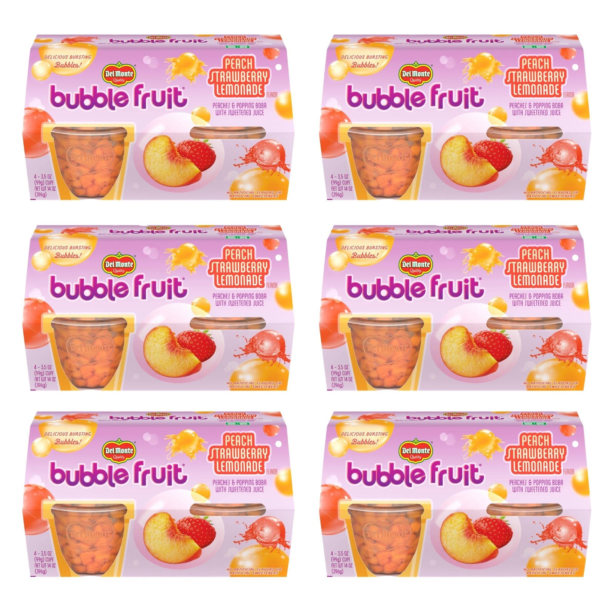 View 1 of **BEST USED BY JAN 09 2026**
Del Monte Bubble Fruit Cup Snacks, Peach Strawberry Lemonade, 3.5 Oz, (Pack of 6, 24 Count Total)
