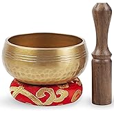 Tibetan Singing Bowl Set - Easy To Play for Beginners - Authentic Handcrafted Mindfulness Meditation Holistic Sound 7 Chakra 