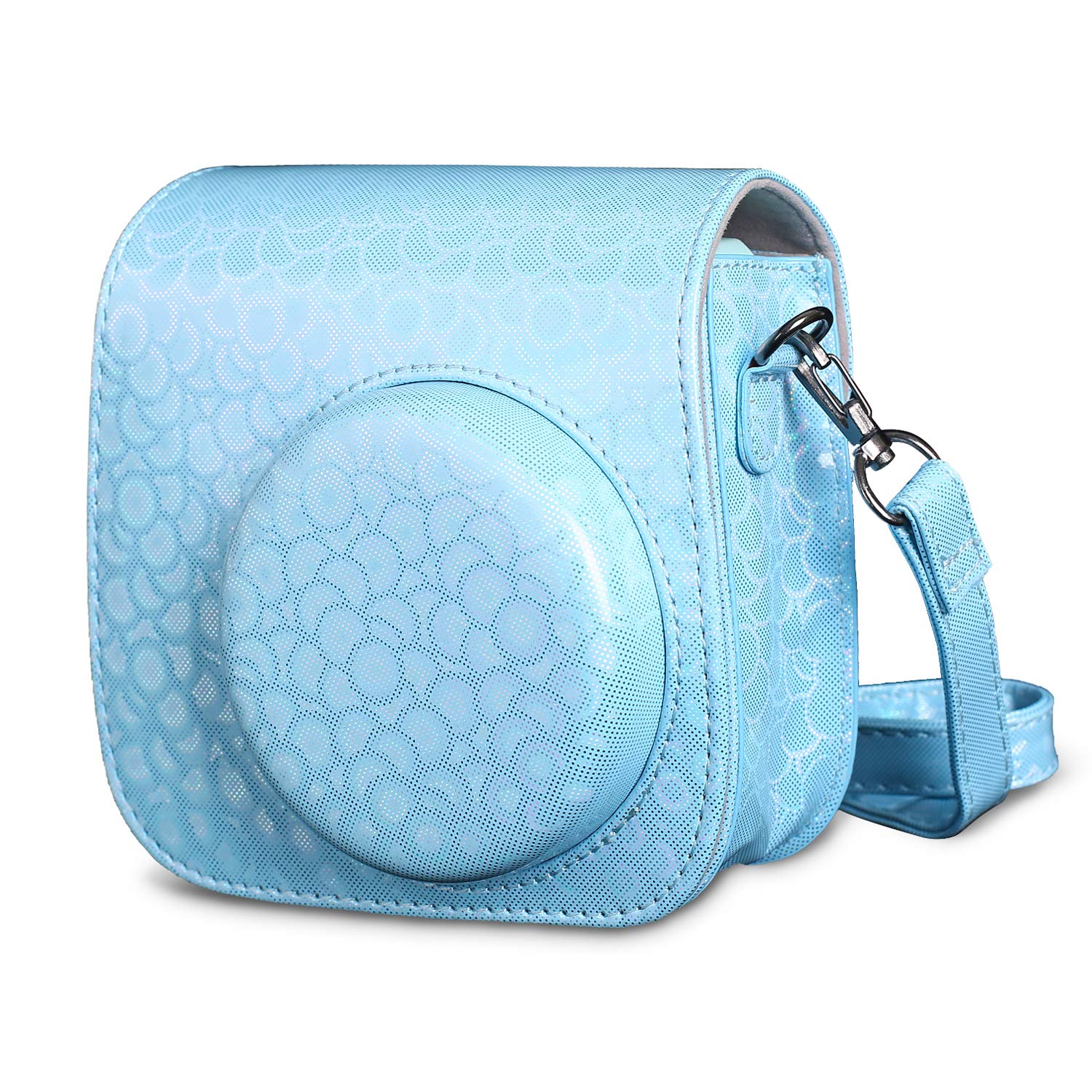 KALDA Instant Camera Protective case for Mini 9 Mini 8 Mini 8+ Instant Camera, PU Leather Protective Bag with Removable Adjustable Shoulder Strap and Pocket (Laser Blue)