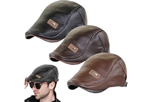 KDGENG Beret Hat - 2023 Trendy Leather Beret, Men Adjustable PU Leather Ivy Cap Newsboy Hat Fishing Hat for Men (3 Colors)