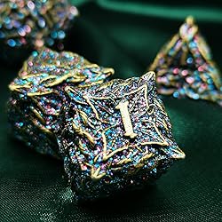 HAOMEJA Metal Flash Magic Vine Leaf Dice Set DND 7