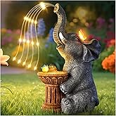 Garden Decor Watering Elephant Statues, Mother's Day, Birthday Gifts for Women Mom Grandma, Valentine's Day, Garden Art Housewarming Decor- Outdoor Statue Solar Lights Ornament for Yard Patio Balcony