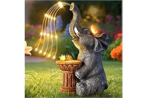 GOREGENT Garden Decor Watering Elephant Statues, Christmas Decorations, Birthday Gifts for Women Mom Grandma, Garden Art Housewarming Decor- Outdoor Statue Solar Lights Ornament for Yard Patio Balcony