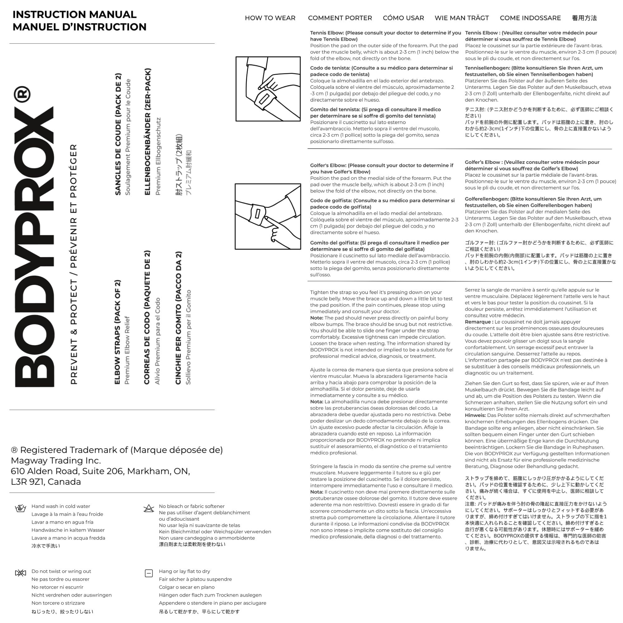 Bodyprox Elbow Brace 2 Pack for Tennis & Golfer's Elbow Pain Relief