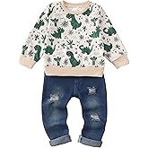 Renotemy Infant Baby Boy Clothes winter Toddler Denim Outfits Pullover Sweatshirt Jeans Pants Little Boys Clothing