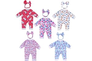 BABESIDE Reborn Baby Doll Clothes for 17-22 Inch Dolls, 5 Sets Baby Doll Clothes Outfits Accessories - Romper Suit and Headband for Newborn Baby Doll Boy&Girl Kids Gift