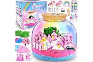 OAKJAR Light-Up Unicorn Terrarium Crafts Kit - LED Night Light - DIY Unicorn Toys for Girls Age 4-6, Unicorn Art and Crafts for 4 5 6 7 8 Year Old Girls Birthday Gifts