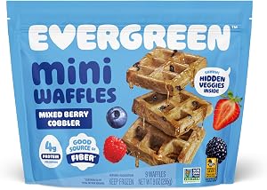 Evergreen Mixed Berry Cobbler Waffles, 100% Whole Grain, 1 Full Combined Serving of Fruits & Veggies, No Refined Sugar, Suppo
