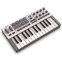 Akai Professional MPK Mini IV USB-C MIDI Keyboard Controller for Beginners and Producers - MPC Drum Pads, 360° Knobs, Pitch &