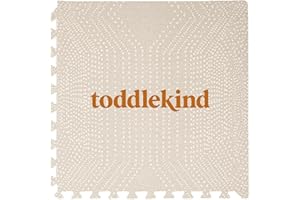 Toddlekind Playmat - Premium Foam Playmat, 4 x 6 feet, 6 Tile Extra Thick Foam Floor Puzzle Mat for Babies/Toddlers Stylish, Non-Toxic, Odorless. Perfect for Tummy Time, Crawling, & Play. 0m+ (Cream)