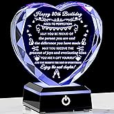 YWHL 80th Birthday Gifts for Women Men with Colorful Base Best Gifts for 80 Years Old Mom Wife Crystal Heart Happy 80th Birthday Decorations