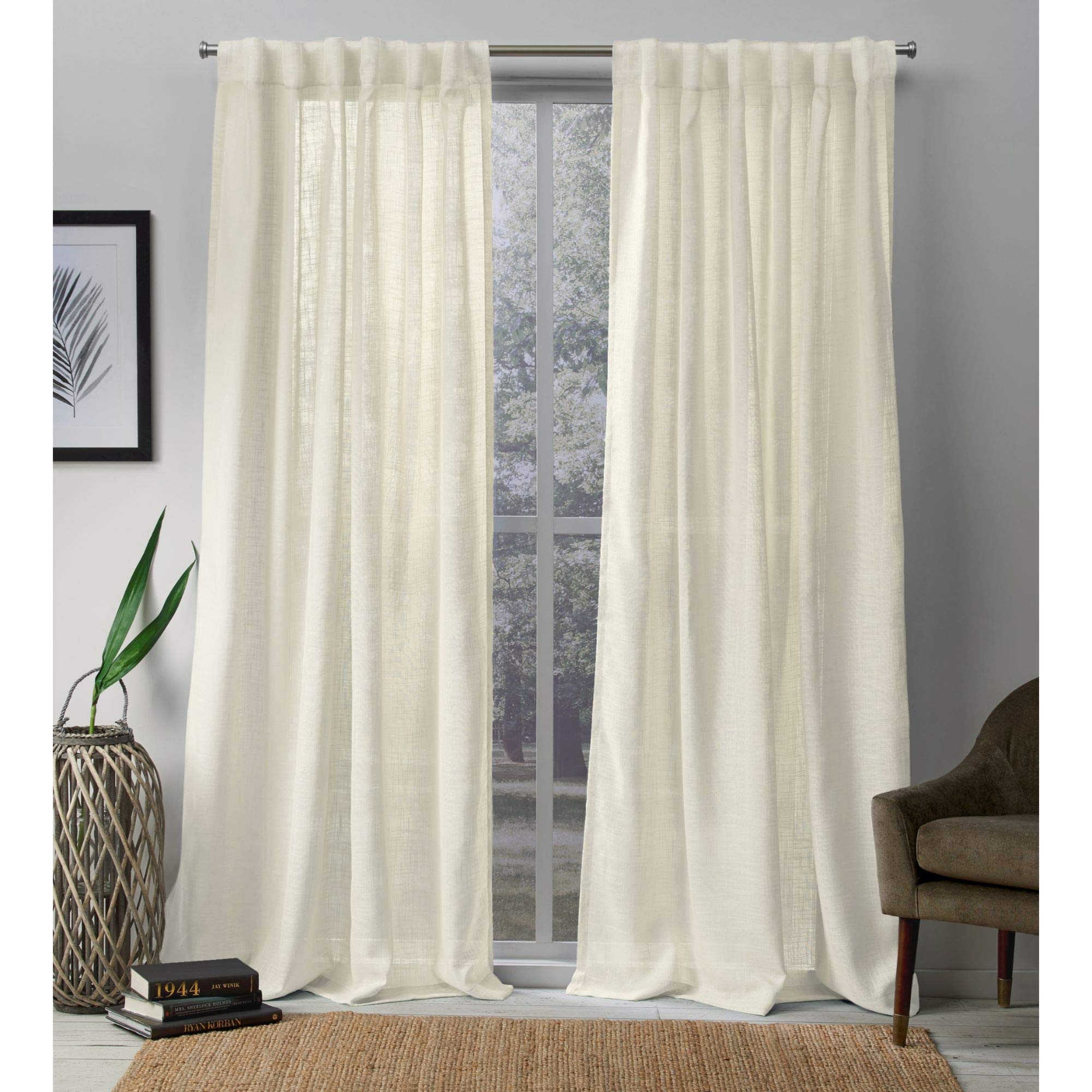 Exclusive Home Curtains Bella Sheer Hidden Tab Top Curtain Panel Pair, 54x96, Ivory