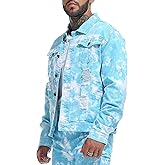 RANMCC Jean Jacket for Men Slim Fit Ripped Denim Jacket Coat