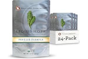 FUNCTIONAL FORMULARIES Liquid Hope Organic Peptide Tube Feed Formula, 25g Protein, 11g Fiber, Meal Replacement, 12 Oz (24 Pack)