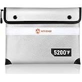 Upgraded 5200°F Fireproof Document Bag with Heat Insulated, Water Fire Proof Bag with Zipper,8 Layers of Functional Materials and Reflective Strip, Fireproof Money Bag for Cash/Documents/Valuables