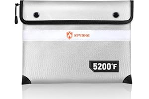 SPVIOQI Upgraded 5200°F Fireproof Document Bag with Heat Insulated, Water Fire Proof Bag with Zipper,8 Layers of Functional Materials and Reflective Strip, Fireproof Money Bag for Cash/Documents/Valuables