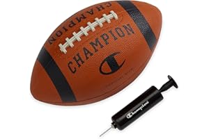 Champion Blitz Football, All-Weather Football, Enhanced Grip, Durable Rubber Cover and Molded Laces, for Outdoor Sports & Training, Includes 6 Ball Pump