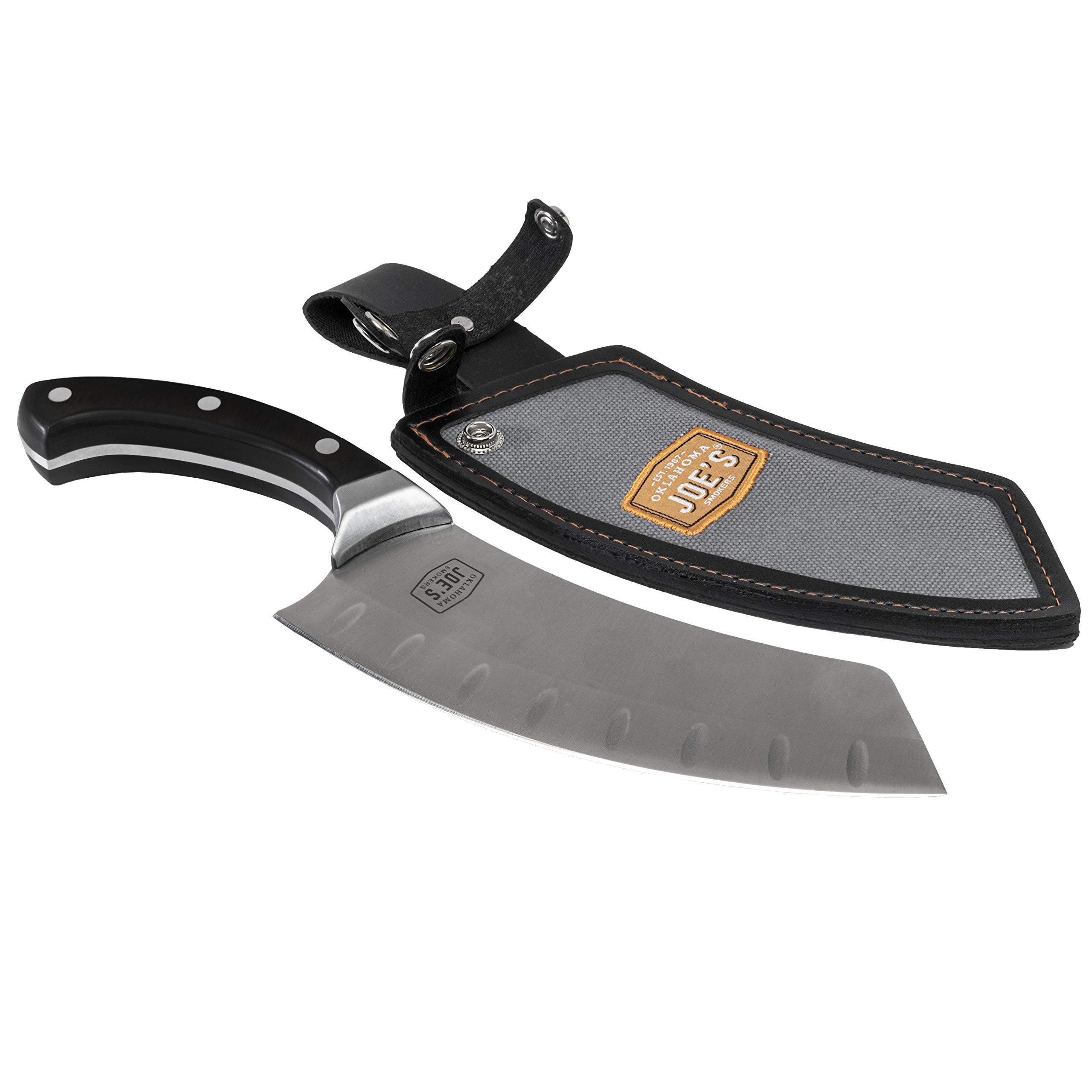 Oklahoma Joe's Blacksmith Cleaver & Chef Knife with Holster,Silver/Black Image Oklahoma Joe's Blacksmith Cleaver & Chef Knife with Holster,Silver/Black Image