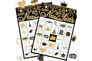 Funnlot New Year Eve Games 24 Players New Year Eve Bingo New Year Games for Kids New Year Bingo Game Cards for School New Years Eve Kids Activities New Years Party Supplies