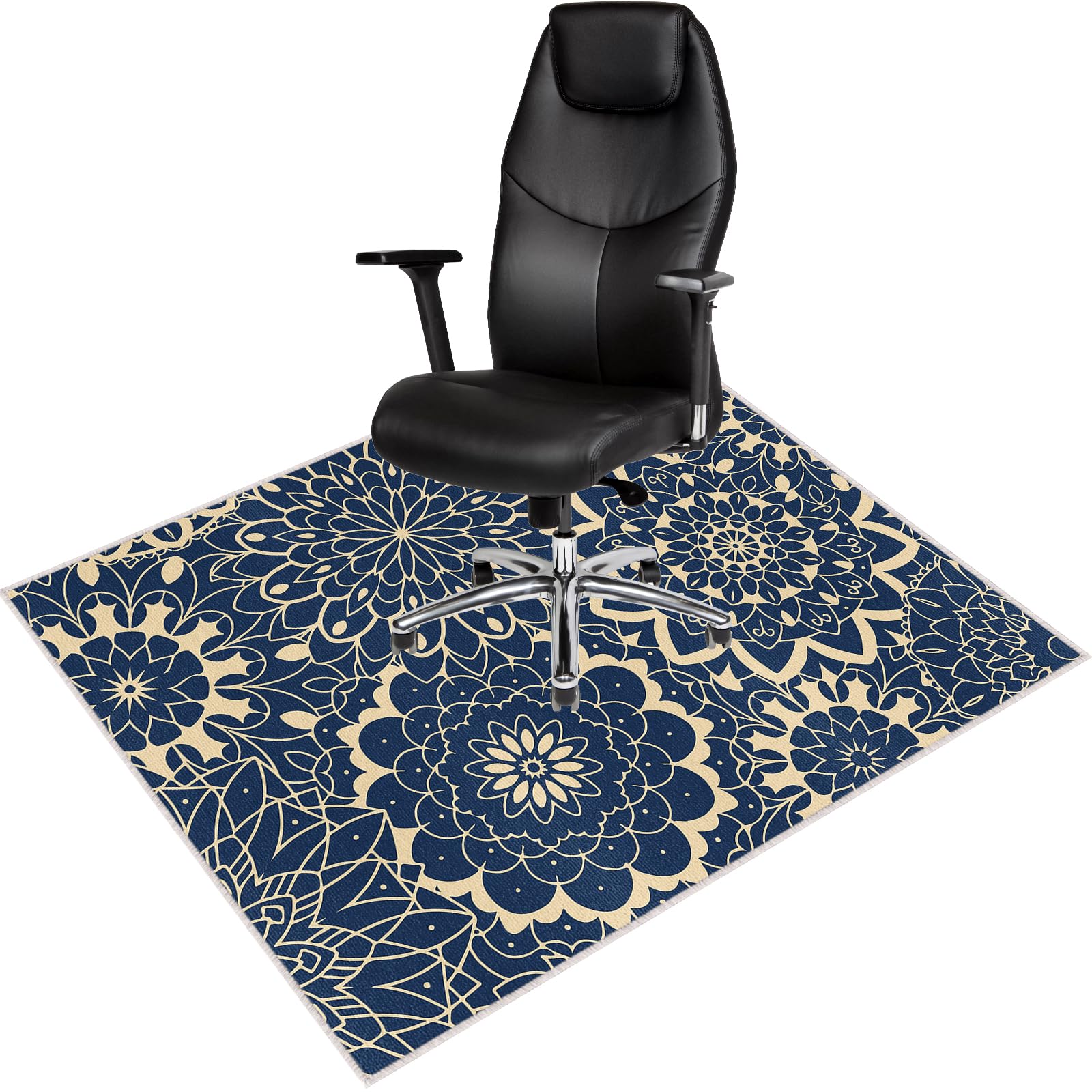 Lurowo Office Chair Mat for Carpeted, Non-Slip Office Chair Mat for Hardwood Floors 120 * 90cm, Easy to Clean Chair Desk Mat For Carpet (D)