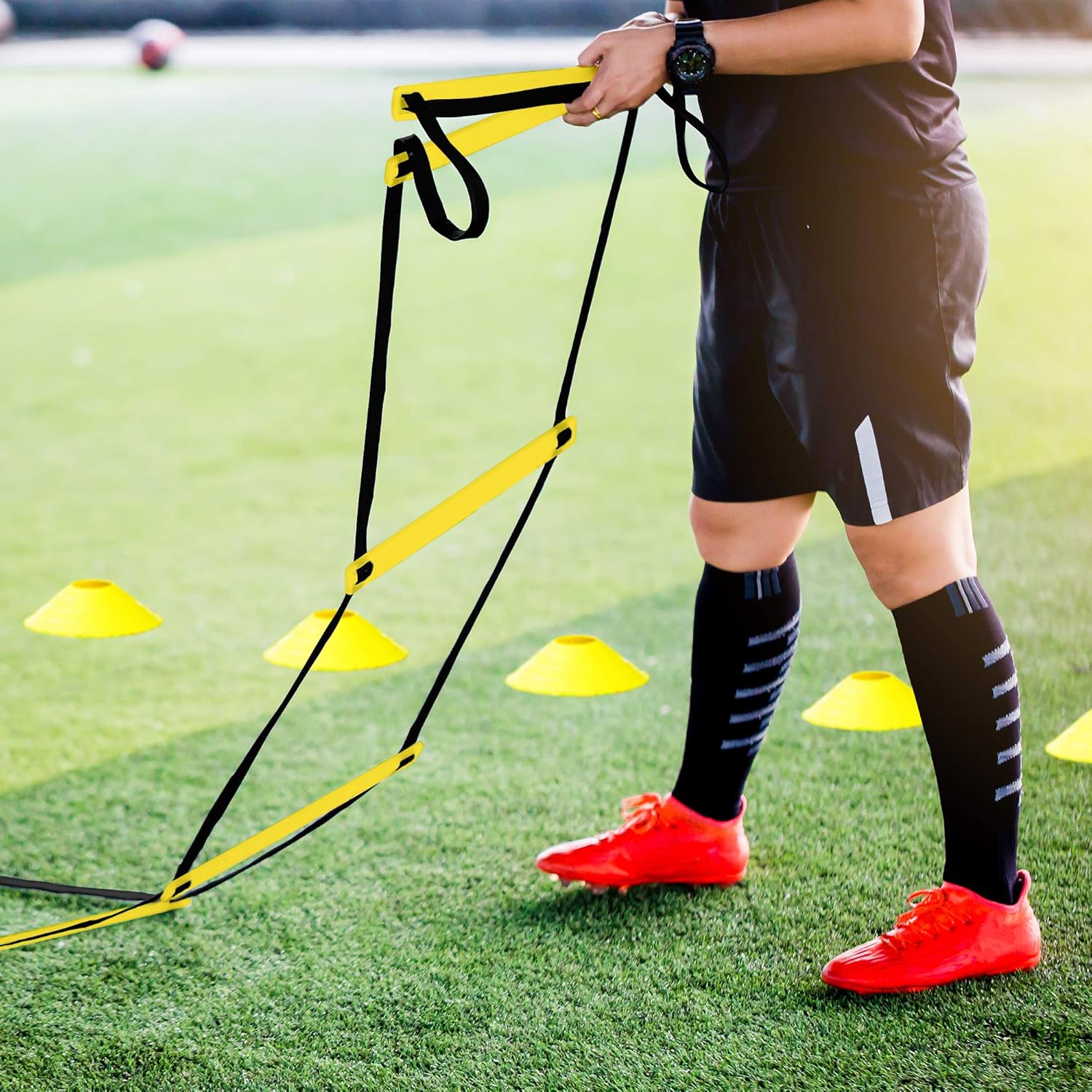 Bramble Agility Speed Training Ladder 6m & 10 Pack Sports Cone Set - Football Training Equipment for Kids - Image 3