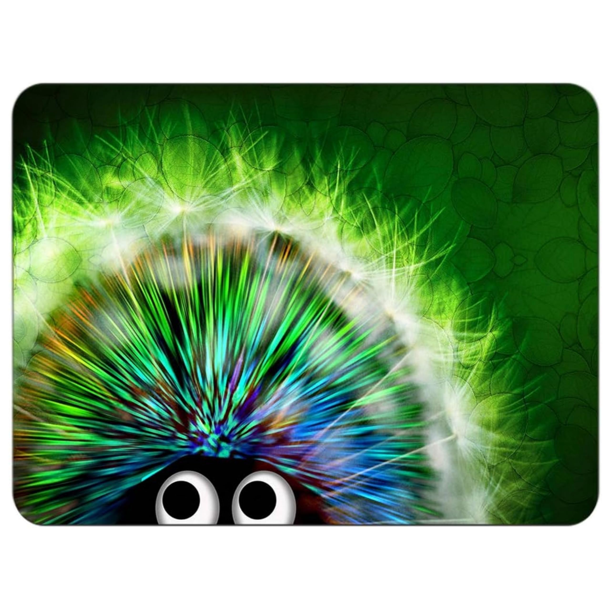 Silent Monsters Mouse Mat Medium 14 x 10 inches / 36 x 25 cm, Green Hedgehog, Lasercut Edges, washable & rollable Mouse Pad, Gaming Home Office Mousemat, Mousepad non-slip & quiet, Desk Mat